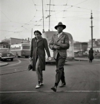 April  Baltimore Maryland Workers hurrying to catch a conveyance for their jobs at  am Style notes include the brooch and hat